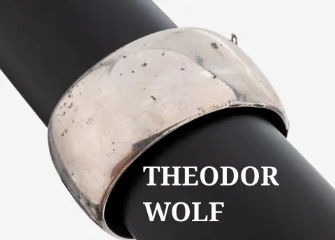THEODOR WOLF armband, 925 zilver gevuld, breedte ca. 4 cm, ca. 7 x 5,5 cm, kastsluiting