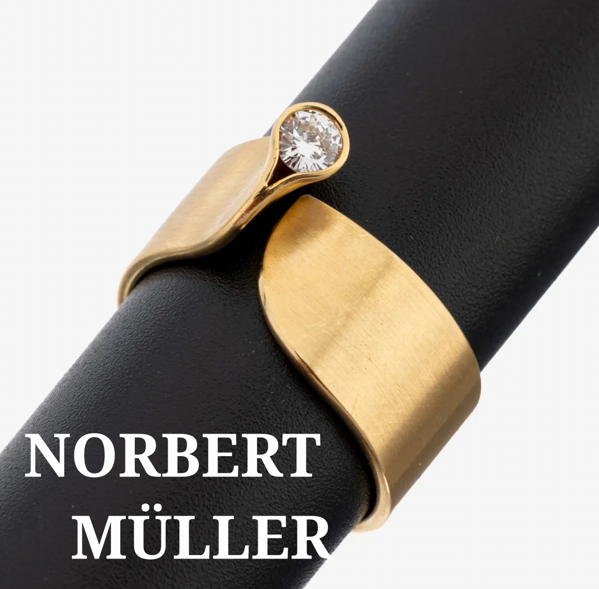 18 kt Gold NORBERT MÜLLER Brillant-Ring, GG750/000, sat., ausgefallenes Design,