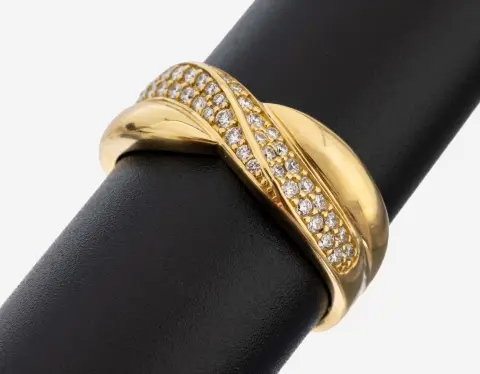 18 kt gouden diamanten ring, geelgoud 750/000, hoogwaardige afwerking, 40 diamanten