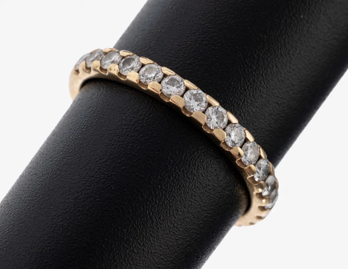 Bague or 14 kt avec brillants, or jaune 585/000, 17 brillants env. 0.34 ct blanc/vs, taille 52,