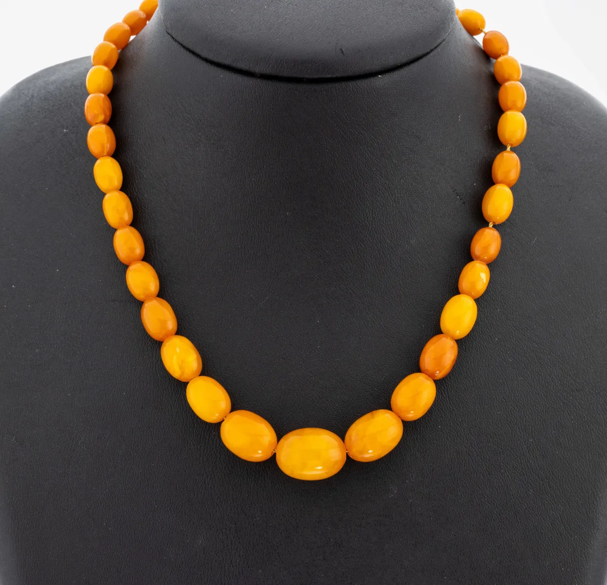 Barnsteen ketting, butterscotch barnsteen olijven in verloop, D. ca. 5-12,4 mm, L. ca.