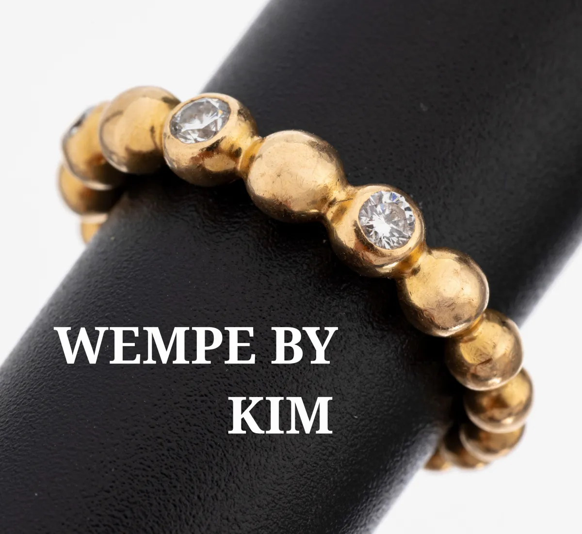 Pierścionek z diamentem 18 kt złoto WEMPE BY KIM, złoto 750/000, obrączka z kulkami, 3