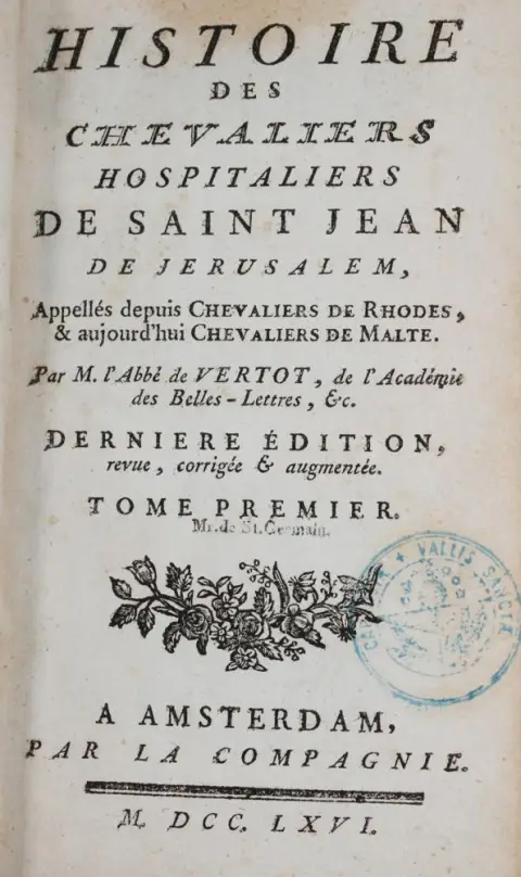 Vertot, (R.A. de). – Histoire des chevaliers hospitaliers de Saint Jean de Jérusalem, appelés depuis les chevaliers de Rhodes et aujourd'hui