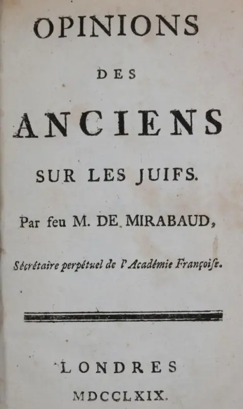 Mirabaud,J.-B.de. – Opinions des anciens sur les Juifs
