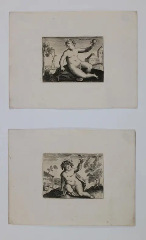 Monatsfolge. – Zwölf anonyme Radierungen, (17./18 Jhdt.)