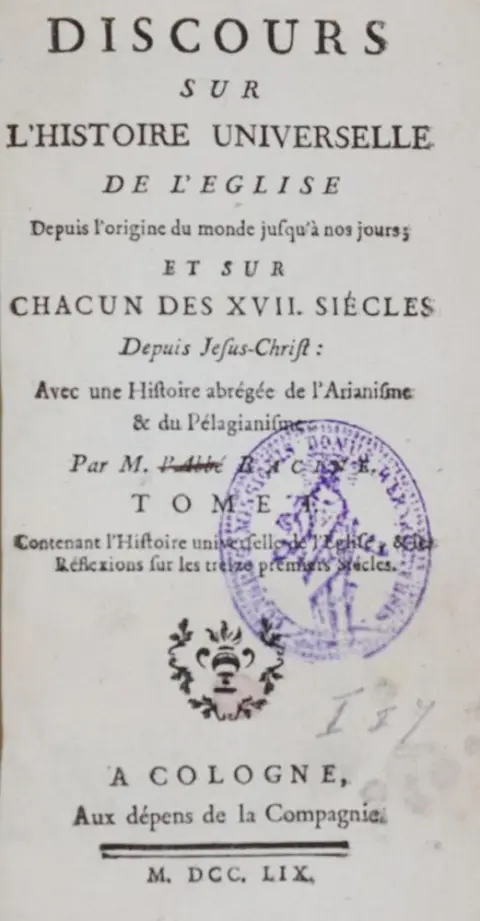 Racine,B. – Discours sur l'histoire universelle de l'eglise depuis l'origine du monde jusqu'a nos jours et sur chacun des 