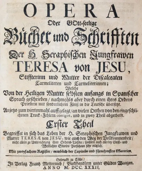 Teresa de Avila. – Opera nebo blahoslavené knihy a spisy