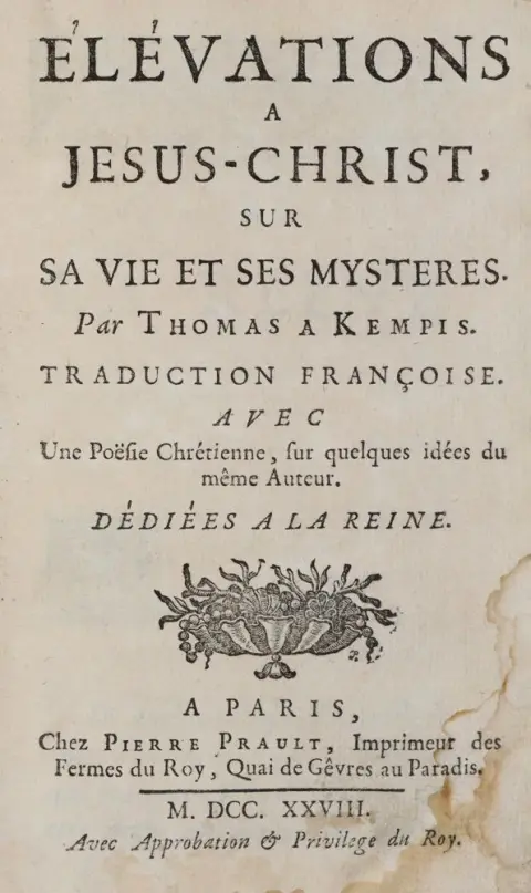 Thomas von Kempen. – Elevations a Jesus-Christ, sur sa vie et ses mysteres