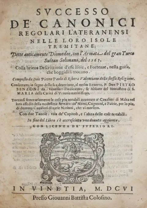 Ribera,P.P. – Successo de' canonici regolari lateranensi nelle loro isole tremitane...con l'armata del gran Turco Sultan Sol