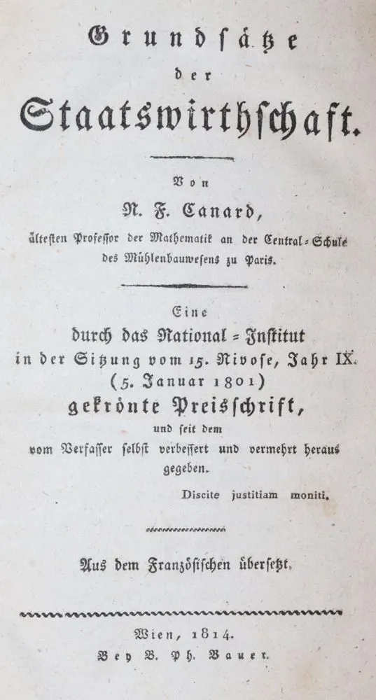 Canard,N.F. – Grundsätze der Staatswirthschaft