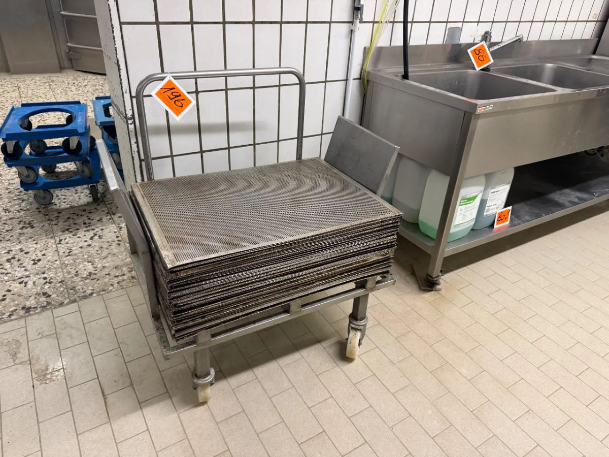 RVS transportwagen (met 2-rand aluminium geperforeerde platen)