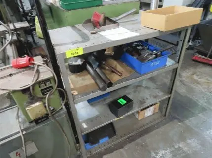 1 metal shelving unit, approx. 100 x 120 cm, various shelves