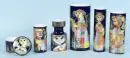 Pièces en porcelaine, 6 pièces "Rosenthal" – Porcelaine, glaçure bleue avec motifs de personnages colorés, formes diverses, H= 8-24 cm, design Björn Wiinblad, 4…