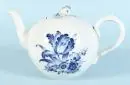 Théière "Schwerter Meissen" – porcelaine, peinte à la main, décor aquatinte bleu avec fleurs, corps balustre, H= 15 cm, 2e moitié 20e s., 1er choix