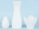 Vases, 3 pieces "Rosenthal" – bisque porcelain, glazed inside, fluted wall, various shapes, H= 12-27.5 cm