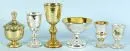 Peasant silver, 6 pieces – partly gold-colored and with floral decorations, various shapes, H= 12.5-23 cm, 2 cups and beakers each, 1…