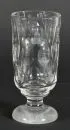 Footed glass – colourless glass, wall with olive cut, 12 cut motifs with pagodas and small temples, round foot, H= 16.5 cm