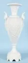 Floor vase – ceramic, white glazed, richly relief ornament and acanthus leaf decor, octagonal foot, 2 handles with female heads…