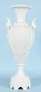 Vase de sol – céramique, glaçure blanche, riche décor en relief d'ornements et de feuilles d'acanthe, pied octogonal, 2 anses avec têtes de femmes…