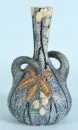Vase "Imperial-Amphora, Austria" – Keramik, violett gesprenkelt, teils farbig glasiert, Blütendekor, Kolbenkorpus mit 2 Henkeln, H= 22 cm, um 1900;