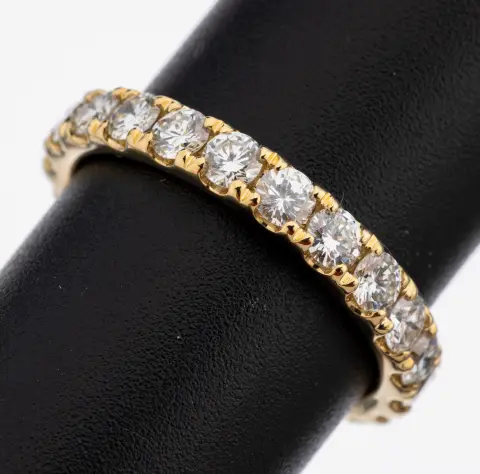 Bague memory brillants or 14 ct, or jaune 585/000, 22 brillants env. 1,90 ct (grav.)