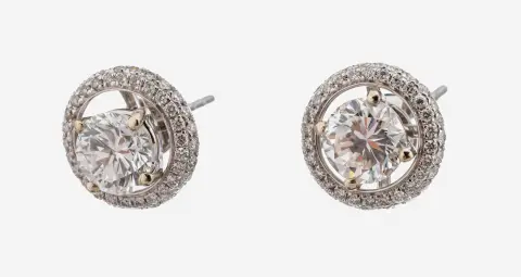Paire de boucles d'oreilles en or 14 ct avec brillants, or blanc 585/000, 2 brillants env. 1,75 ct