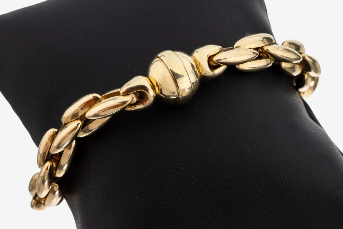 Bracelet en or 14 kt, GG 585/000, fabrication de qualité, L. env. 22 cm