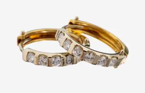 Paire de créoles or 18 kt, or jaune/blanc 750/000, 12 diamants env. 1,20 ct