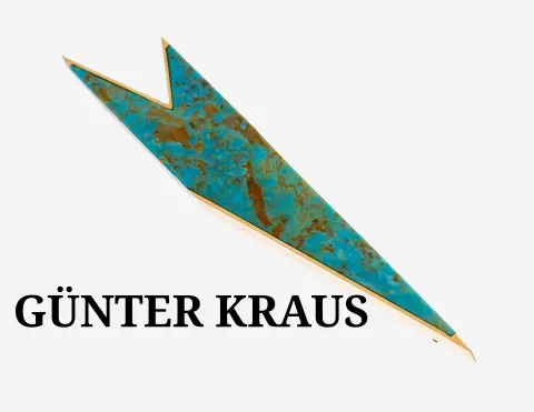 Broche designer turquoise en or 18 ct, or jaune 750/000, turquoise matrix taille fantaisie