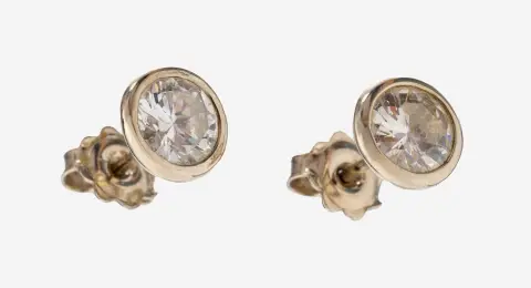 Paire de boucles d'oreilles or 14 ct brillant, or blanc 585/000, 2 brillants total env. 2.0 ct blanc