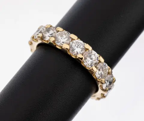 Bague mémoire brillant or 14 ct, or jaune 585/000, 17 brillants tot. env. 4,80 ct blanc fin