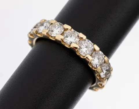 Bague mémoire brillant or 14 ct, or jaune 585/000, 16 brillants tot. env. 4,80 ct blanc fin