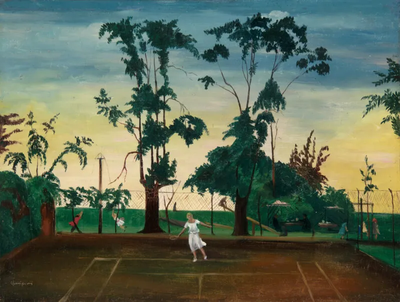 Champion, Theodor – Paysage avec court de tennis