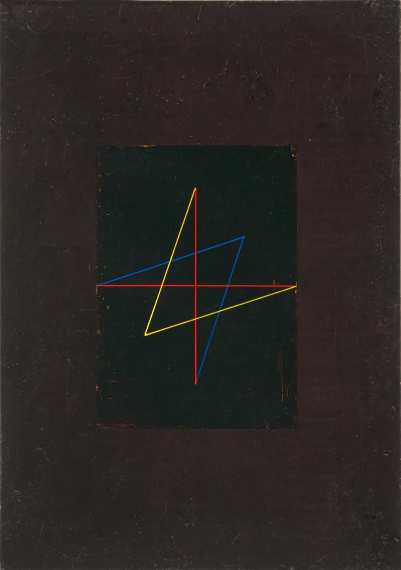 Glöckner, Hermann – Small six-pointed star in red, yellow and blue on black