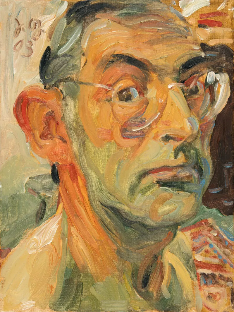 Grützke, Johannes – Der eigene erhobene Kopf ohne Hemd (Selbstbildnis)