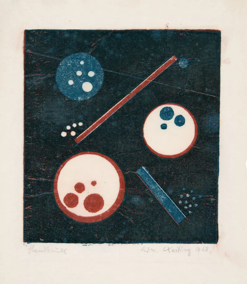 Kesting, Edmund – Three circles and two straight lines in dark field