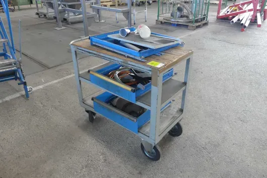 Table trolley with assorted contents