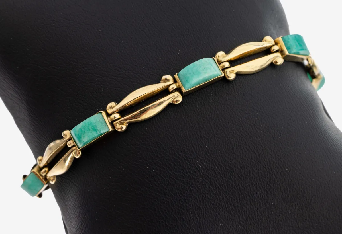 14 kt gold colored stone bracelet, Austria, Vienna, 1920s-30s, yellow gold 585/000