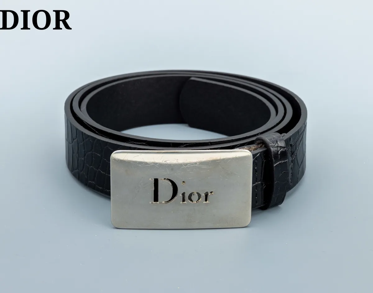 DIOR Gürtelschließe, Metall versilbert, rechteckig mit abgerundeten Ecken, DIOR