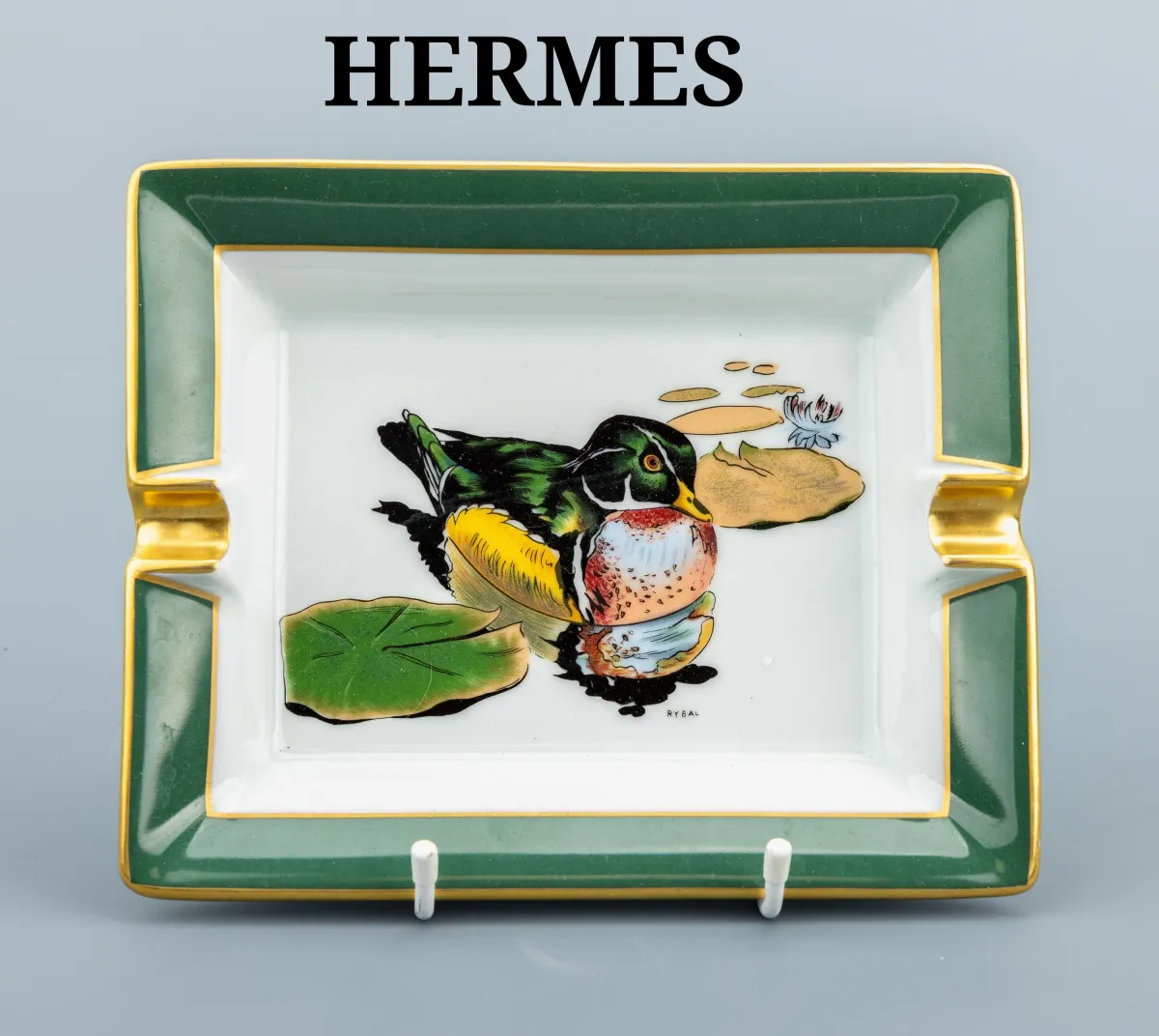 Popelník HERMES, porcelán, vyobrazení samce kachny divoké