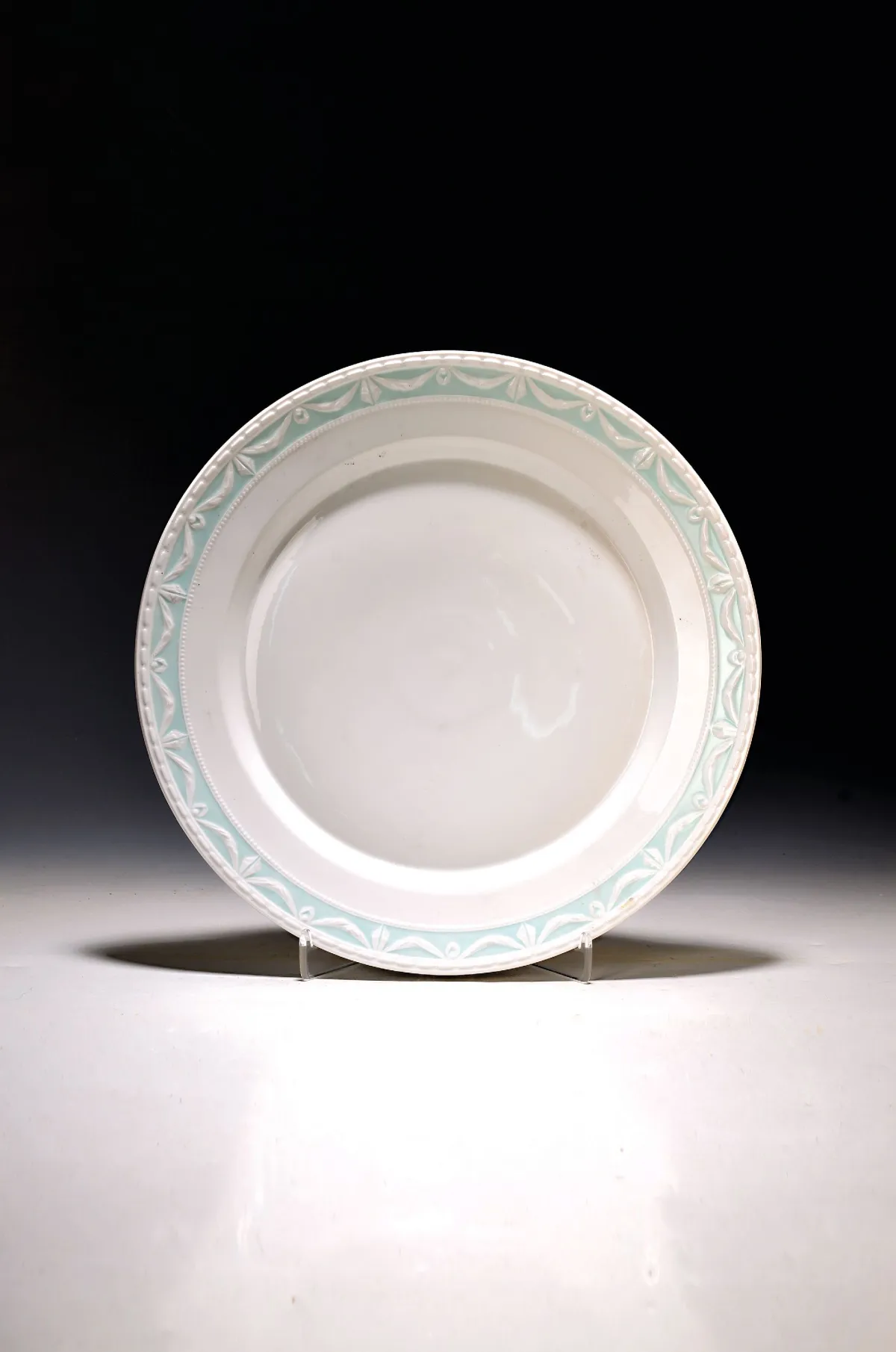 Rond bord, Kurland met turquoise rand, KPM, Berlijn, na 1945, porselein,