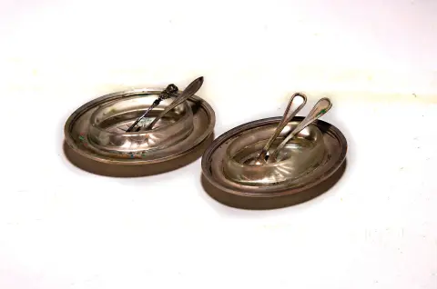 Paire de coupelles à caviar, Sandona, Vicence, Italie, après 1968, argent 800