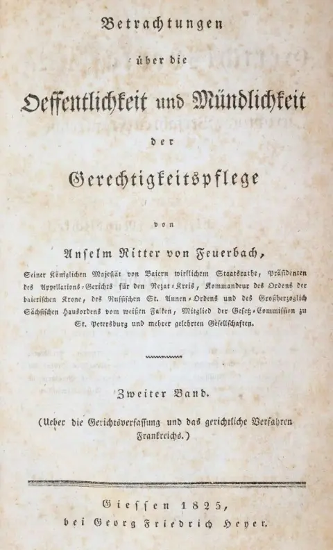 Feuerbach,A.v. – Beschouwingen over de openbaarheid en mondelingheid van de rechtspleging