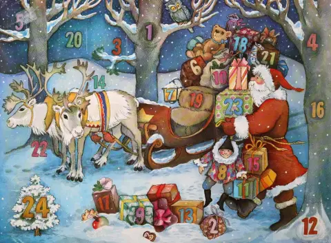 Adventskalender. – Sammlung von 17 Adventskalendern, meist 1980-er Jahre