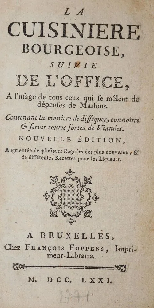 (Menon). – La Cuisiniere bourgeoise, suivie de l'office..