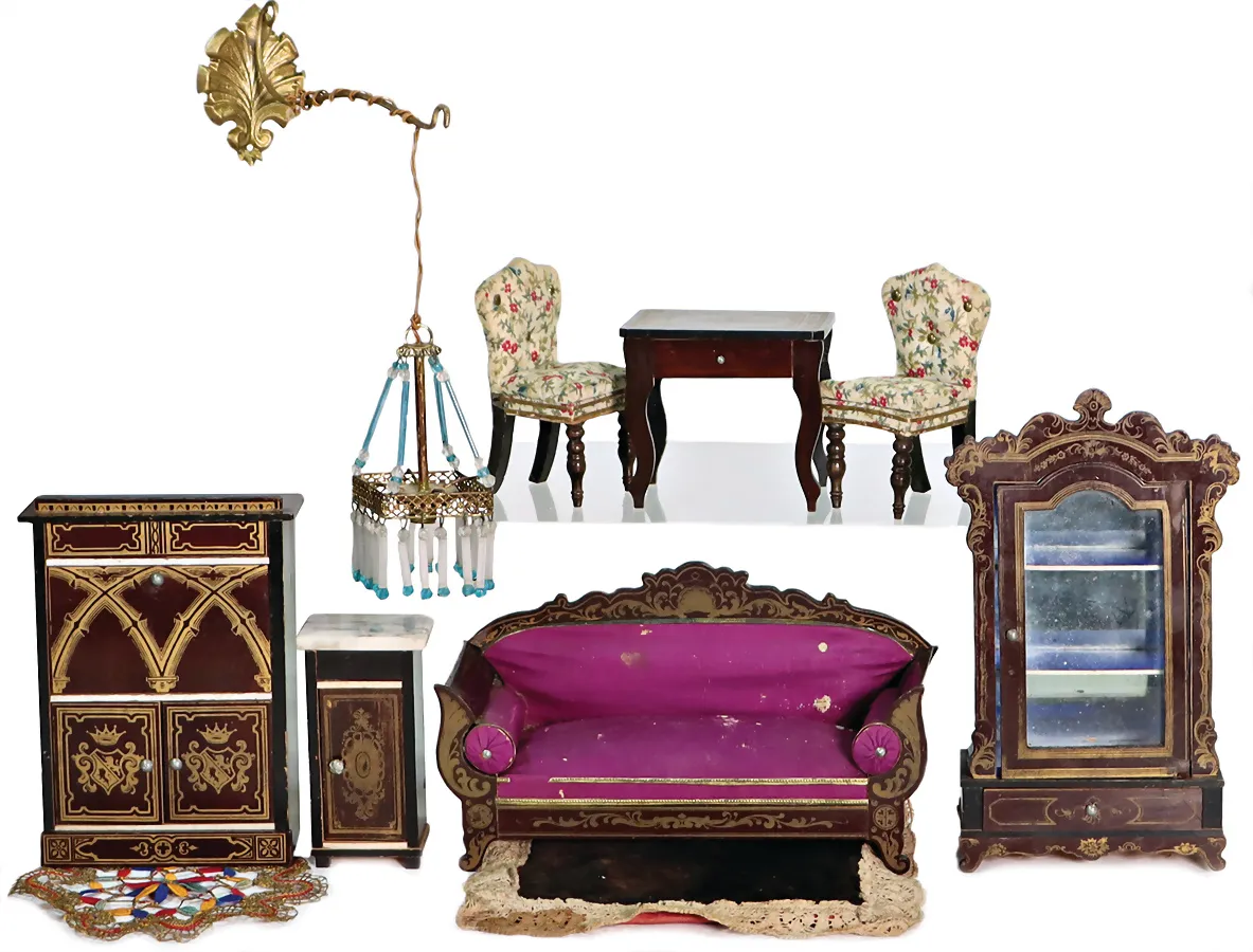 Lot Biedermeier meubels met Boulle ornamenten