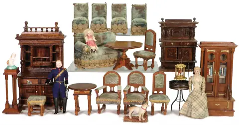 Mooi lot poppenhuis-meubels