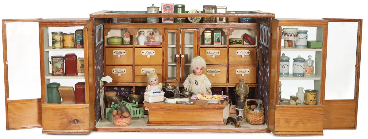Vroege poppenhuis kruidenierswinkel