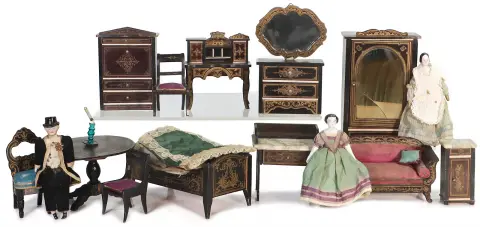 Poppenhuis meubels met Boulle ornamenten