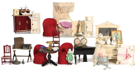 Poppenhuis meubels en decoratiedelen